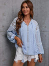 Crochet Tassel Tie Neck Long Sleeve Blouse Blouses - Tophatter Daily Deals