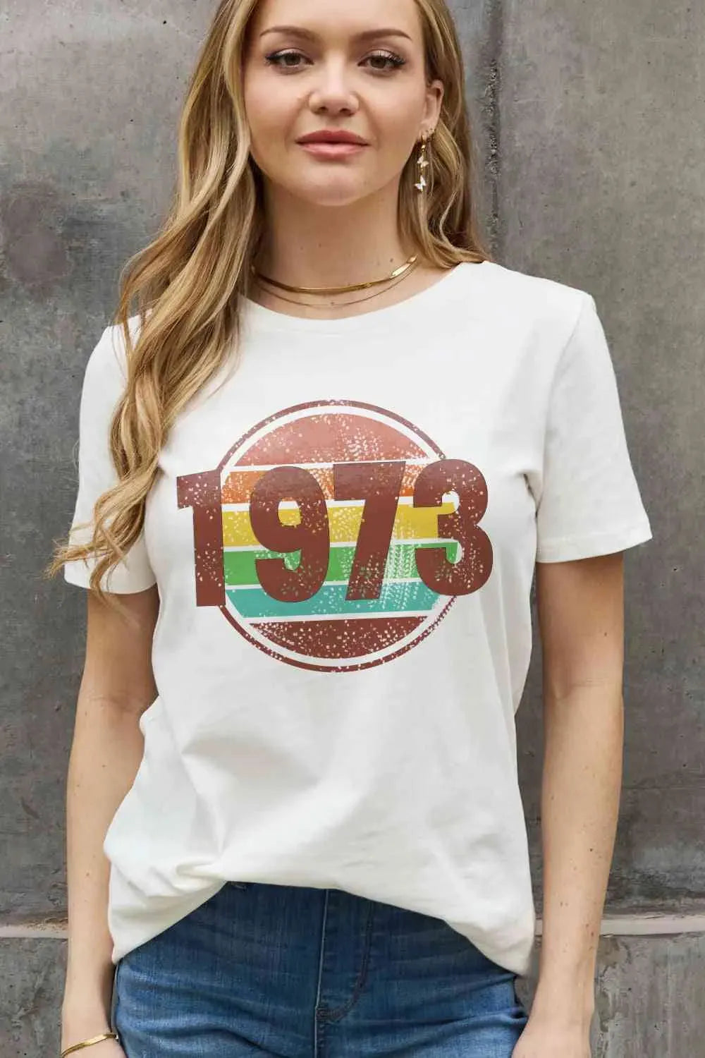 Simply Love Simply Love Full Size 1973 Graphic Cotton Tee Women's T-Shirts - Tophatter Daily Deals