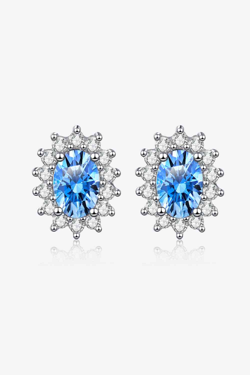 1 Carat Moissanite 925 Sterling Silver Stud Earrings Sky Blue One Size Moissanite - Tophatter Daily Deals