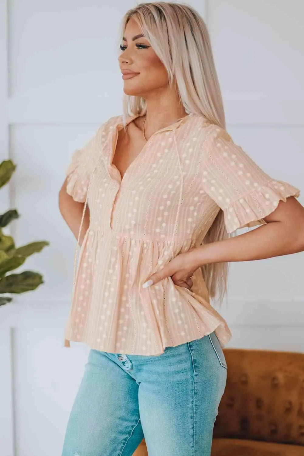Embroidered Tassel Flounce Sleeve Babydoll Blouse Blouses - Tophatter Daily Deals