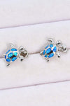 Opal Turtle Platinum-Plated Stud Earrings Opal - Tophatter Daily Deals