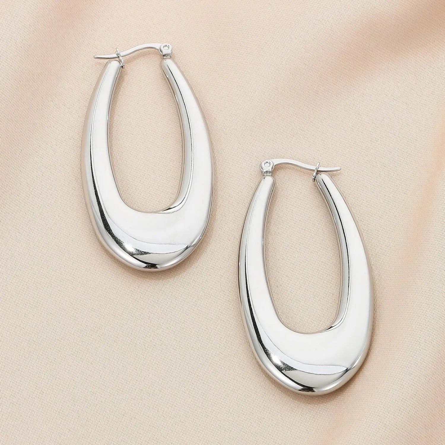 Stainless Steel Hinged Hoop Earrings Style D Silver One Size Earrings - Tophatter Daily Deals