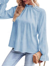 Ribbed Flounce Sleeve Blouse Blouses - Tophatter Daily Deals