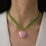 Heart Pendant Velvet Rope Choker Necklace Necklaces - Tophatter Daily Deals