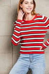 Double Take Striped Round Neck Long Sleeve Top Blouses - Tophatter Daily Deals