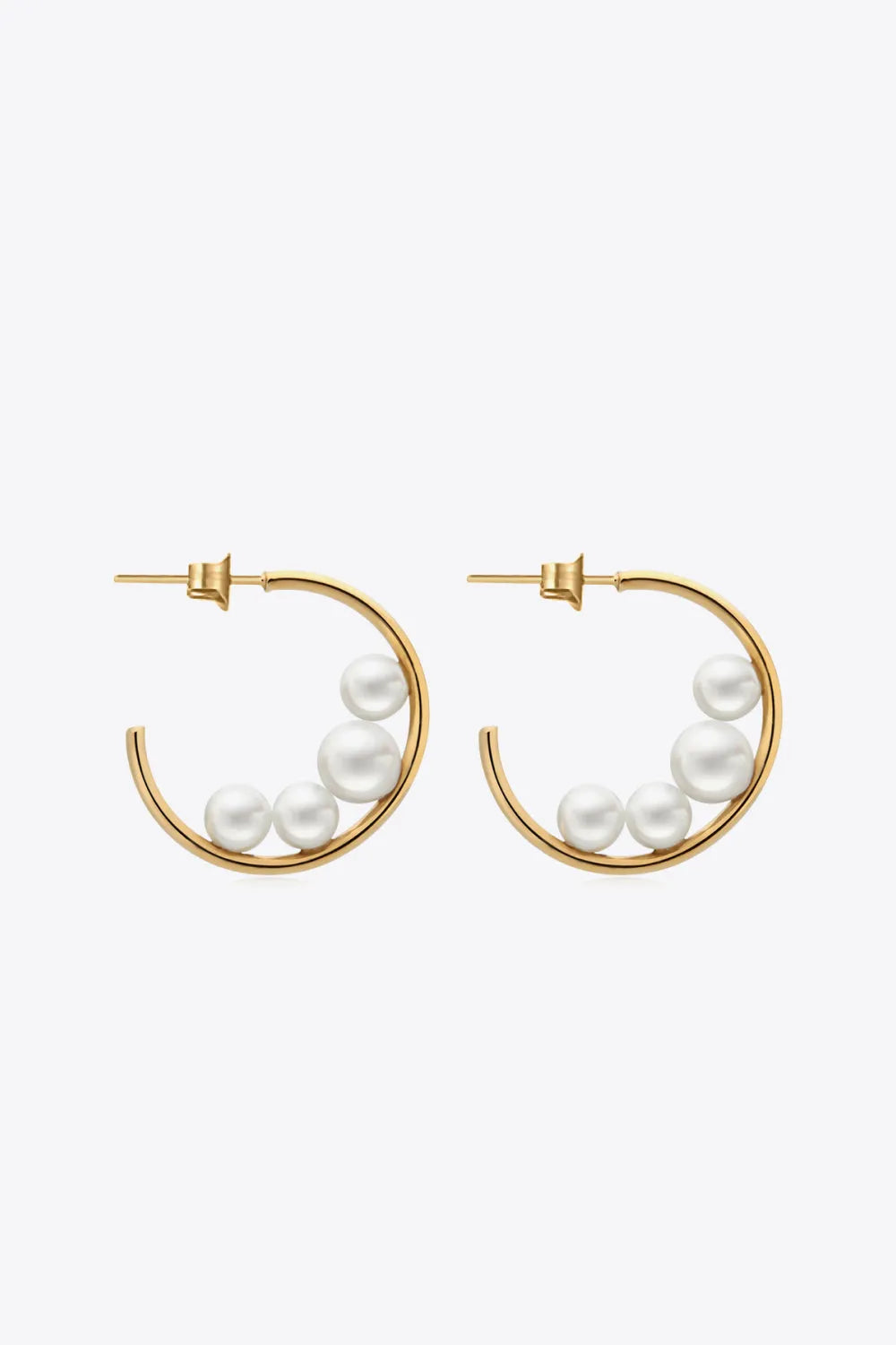 Can't Stop Your Shine Pearl C-Hoop Earrings Gold One Size Earrings - Tophatter Daily Deals