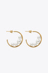 Can't Stop Your Shine Pearl C-Hoop Earrings Gold One Size Earrings - Tophatter Daily Deals