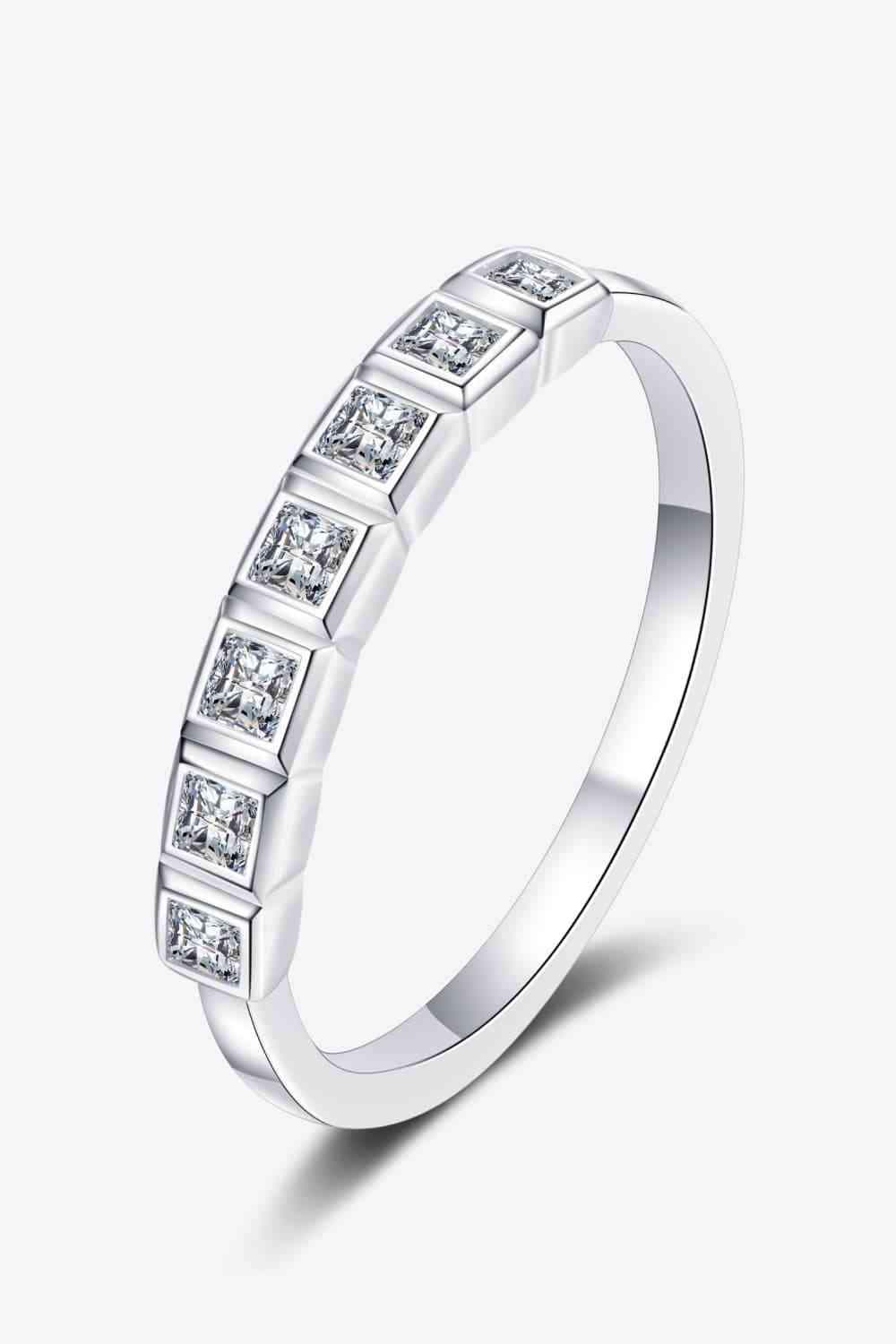 Moissanite Rhodium-Plated Half-Eternity Ring Moissanite - Tophatter Daily Deals