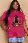 Simply Love Full Size Halloween Theme Graphic T-Shirt Deep Rose Women's T-Shirts - Tophatter Daily Deals