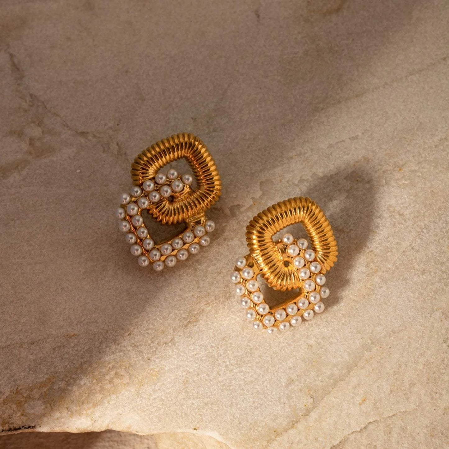 18K Gold-Plated Stainless Steel Square Earrings Earrings - Tophatter Daily Deals