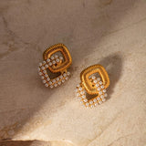 18K Gold-Plated Stainless Steel Square Earrings Earrings - Tophatter Daily Deals