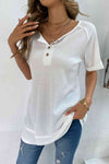 Cuffed Sleeve Henley Top Women's T-Shirts - Tophatter Daily Deals