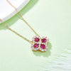 Lab-Grown Ruby 925 Sterling Silver Flower Shape Necklace Necklaces - Tophatter Daily Deals