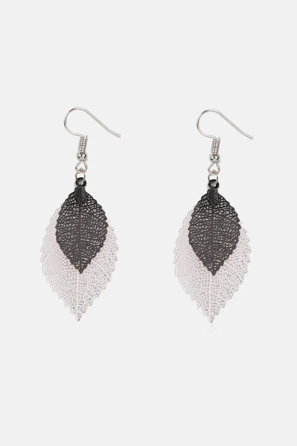 Leaf Shape Dangle Earrings White Black One Size Earrings - Tophatter Daily Deals