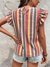 Cap Sleeve Striped Top Women's T-Shirts - Tophatter Daily Deals