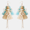 Wood Cotton Cord Brass Angel Dangle Earrings Tiffany Blue One Size Earrings - Tophatter Daily Deals