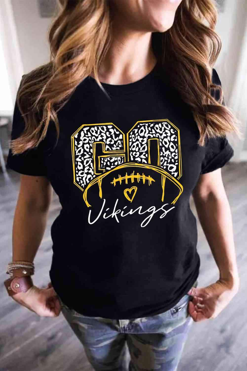 VIKINGS Graphic Short Sleeve T-Shirt Women's T-Shirts - Tophatter Daily Deals