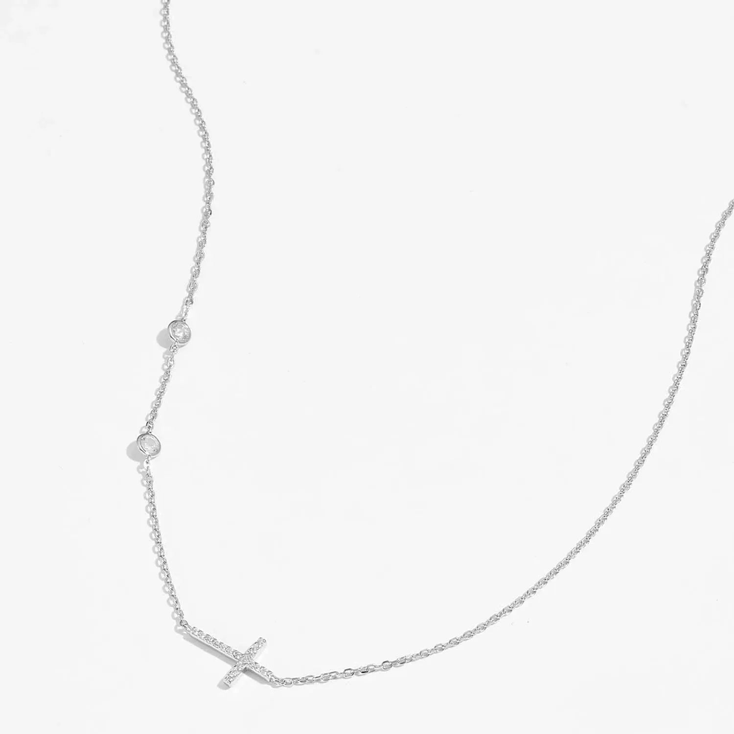 Zircon 925 Sterling Silver Cross Necklace Necklaces - Tophatter Daily Deals