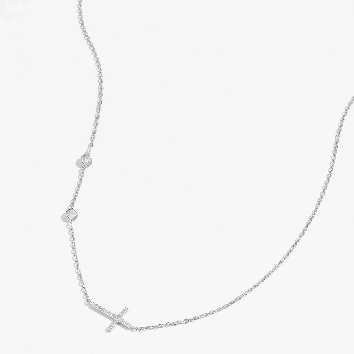 Zircon 925 Sterling Silver Cross Necklace Necklaces - Tophatter Daily Deals