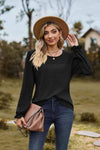 Round Neck Puff Sleeve Blouse Black Blouses - Tophatter Daily Deals