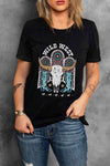 WILD WEST Graphic Short Sleeve Tee Shirt Black - Tophatter Daily Deals