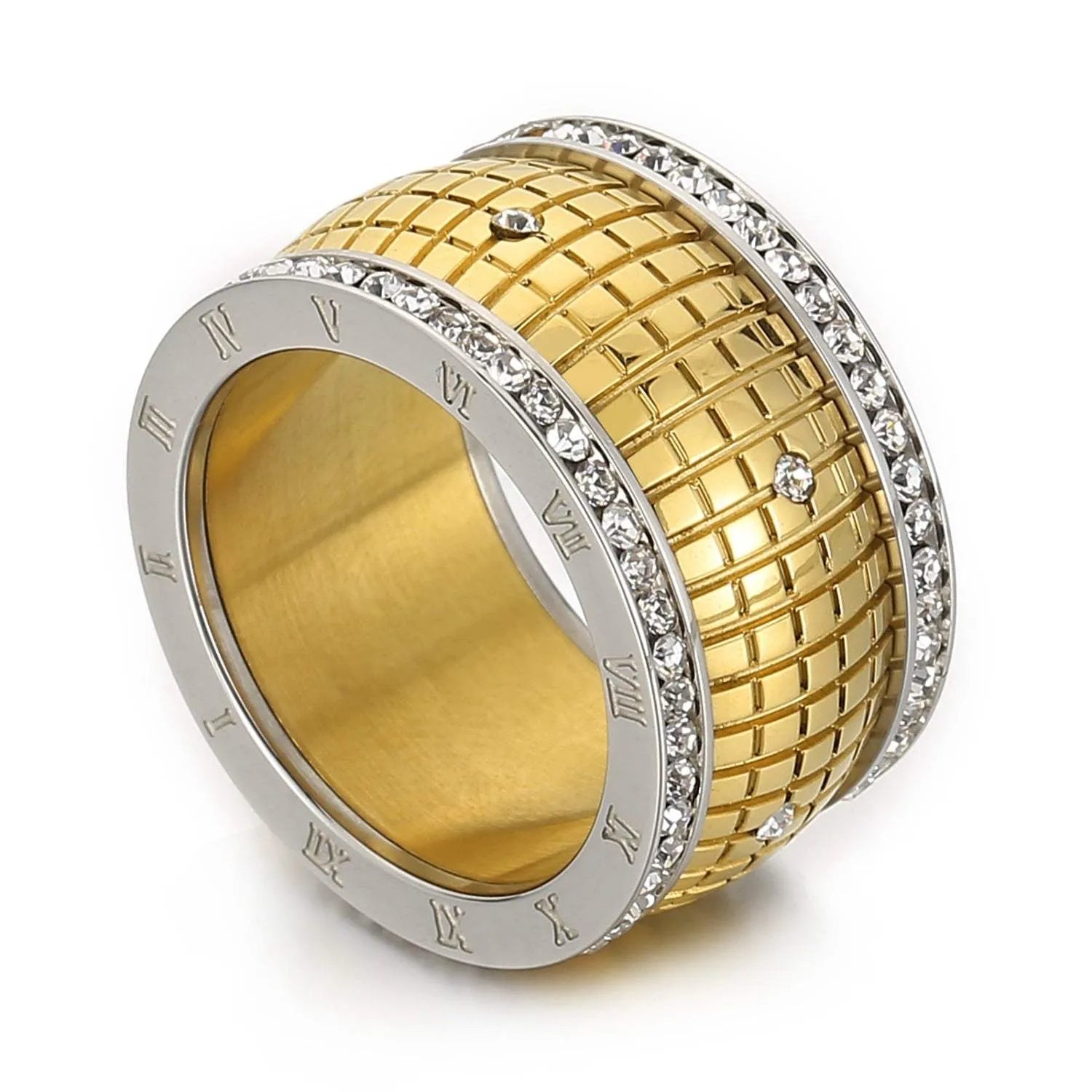 Inlaid Rhinestone Stainless Steel Ring Rings - Tophatter Daily Deals