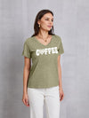 COFFEE V-Neck Short Sleeve T-Shirt Sage Women's T-Shirts - Tophatter Daily Deals