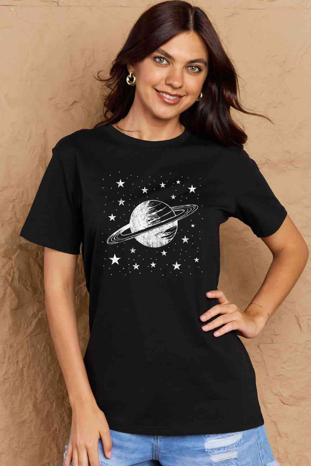 Simply Love Full Size Planet Graphic Cotton T-Shirt Women's T-Shirts - Tophatter Daily Deals