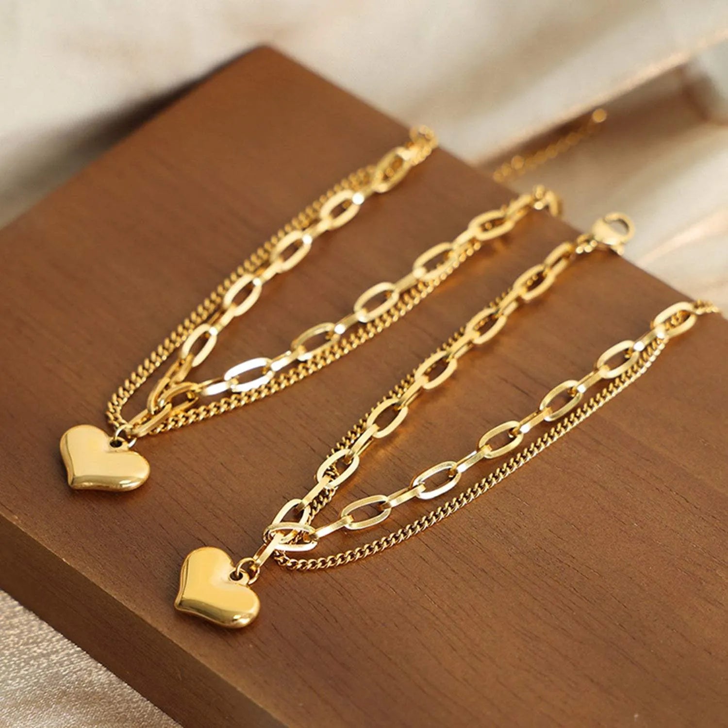 Heart Shape Lobster Closure Chain Bracelet Bracelets - Tophatter Daily Deals
