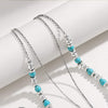 Artificial Turquoise Beaded Double-Layered Cross Necklace Necklaces - Tophatter Daily Deals