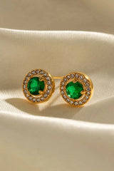 Inlaid Zircon Stainless Steel Stud Earrings Earrings - Tophatter Daily Deals