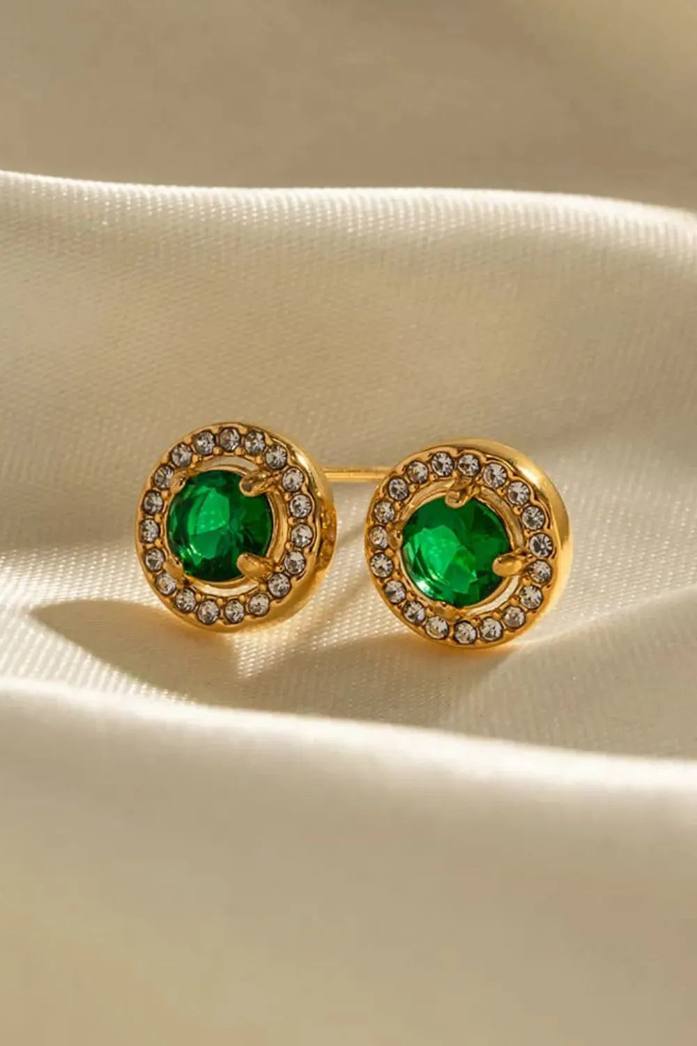 Inlaid Zircon Stainless Steel Stud Earrings Earrings - Tophatter Daily Deals
