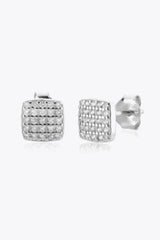 925 Sterling Silver Zircon Stud Earrings Silver One Size Earrings - Tophatter Daily Deals
