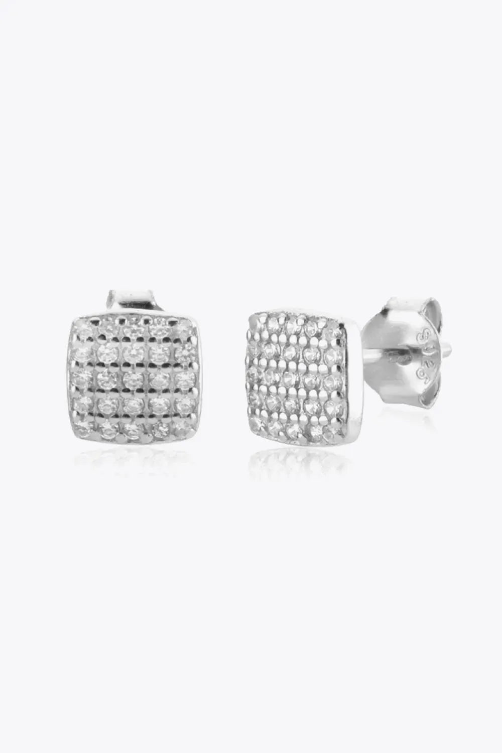 925 Sterling Silver Zircon Stud Earrings Silver One Size Earrings - Tophatter Daily Deals