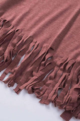 V-Neck Fringe Hem T-Shirt Women's T-Shirts - Tophatter Daily Deals