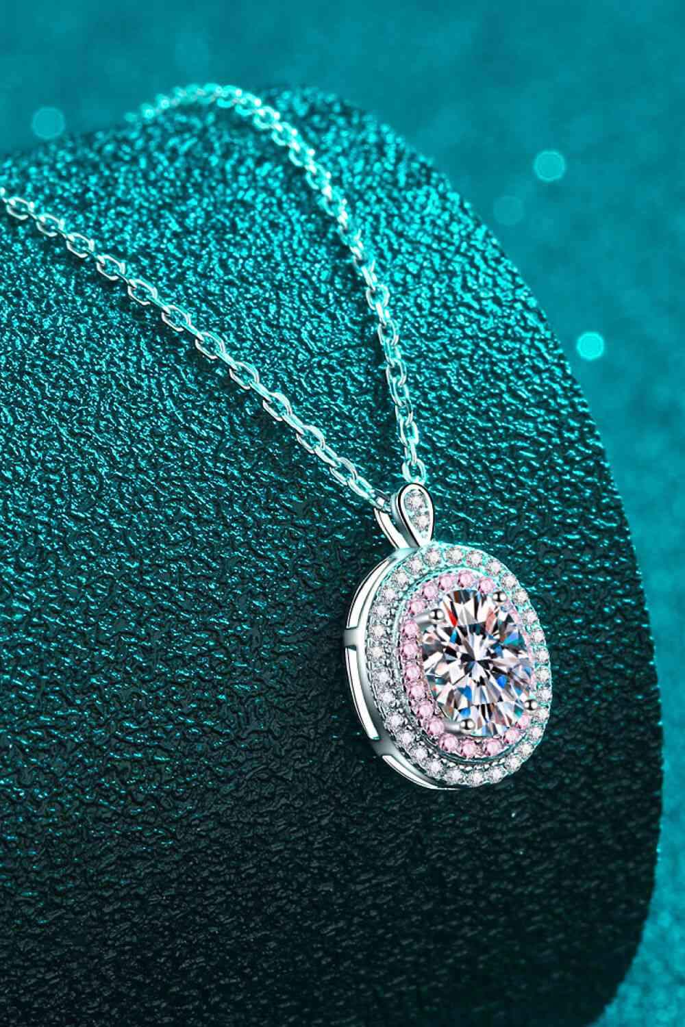 Adored 925 Sterling Silver Rhodium-Plated 1 Carat Moissanite Pendant Necklace Moissanite - Tophatter Daily Deals