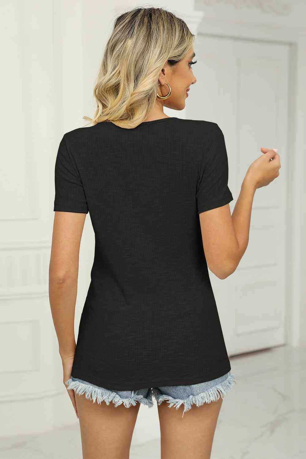 Twisted V-Neck T-Shirt Women's T-Shirts - Tophatter Daily Deals