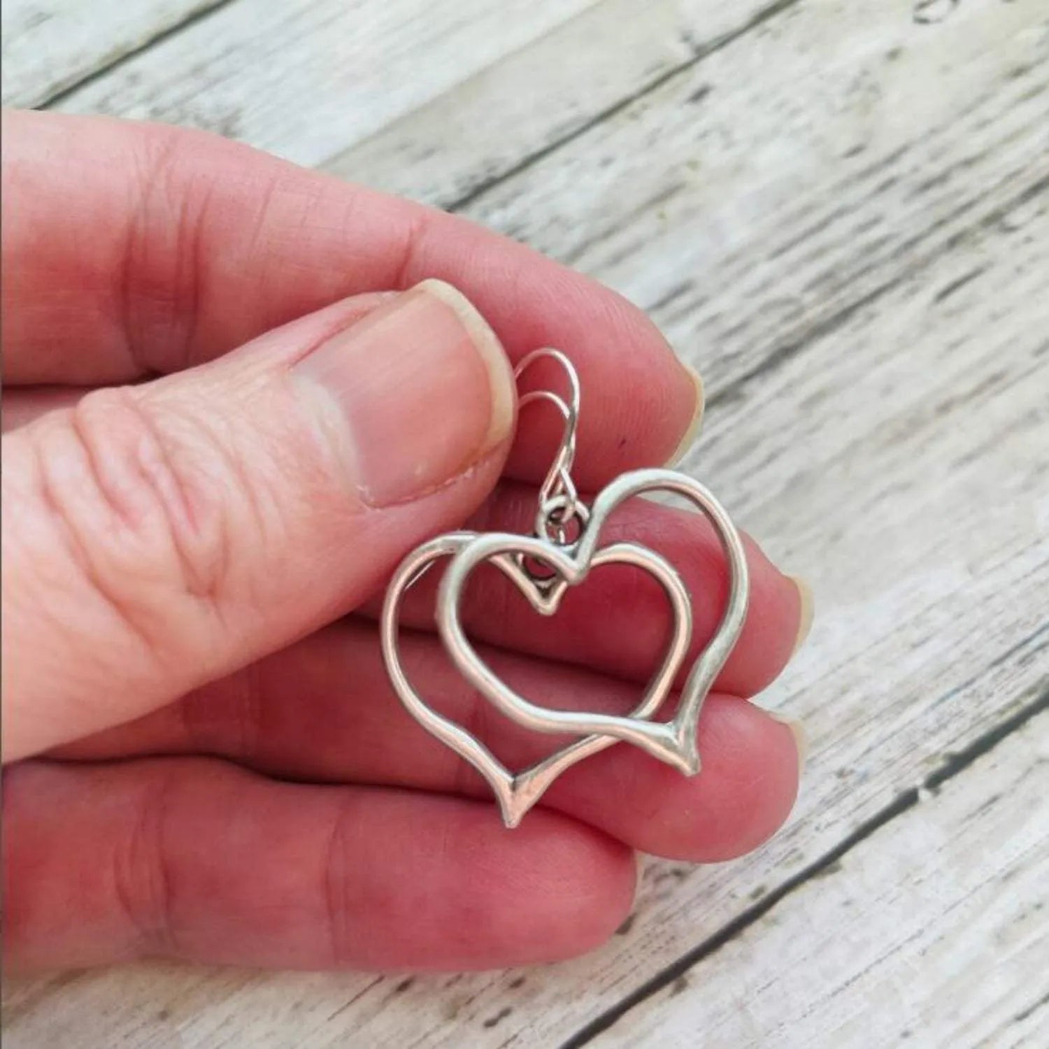 Alloy Silver-Plated Heart Dangle Earrings Earrings - Tophatter Daily Deals