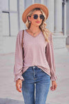 Lace Trim V-Neck Flounce Sleeve Top Pink Blouses - Tophatter Daily Deals