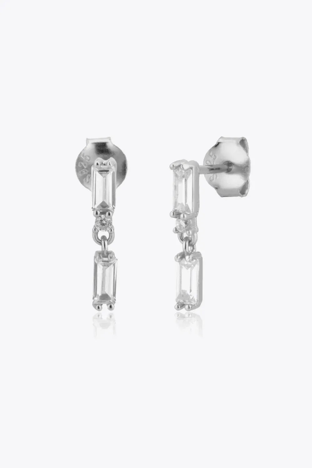 Zircon 925 Sterling Silver Drop Earrings Silver One Size Earrings - Tophatter Daily Deals
