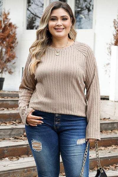 Plus Size Round Neck Long Sleeve T-Shirt Dust Storm Women's T-Shirts - Tophatter Daily Deals