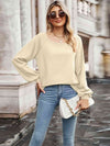 Waffle-Knit Square Neck Raglan Sleeve Tee Women's T-Shirts - Tophatter Daily Deals