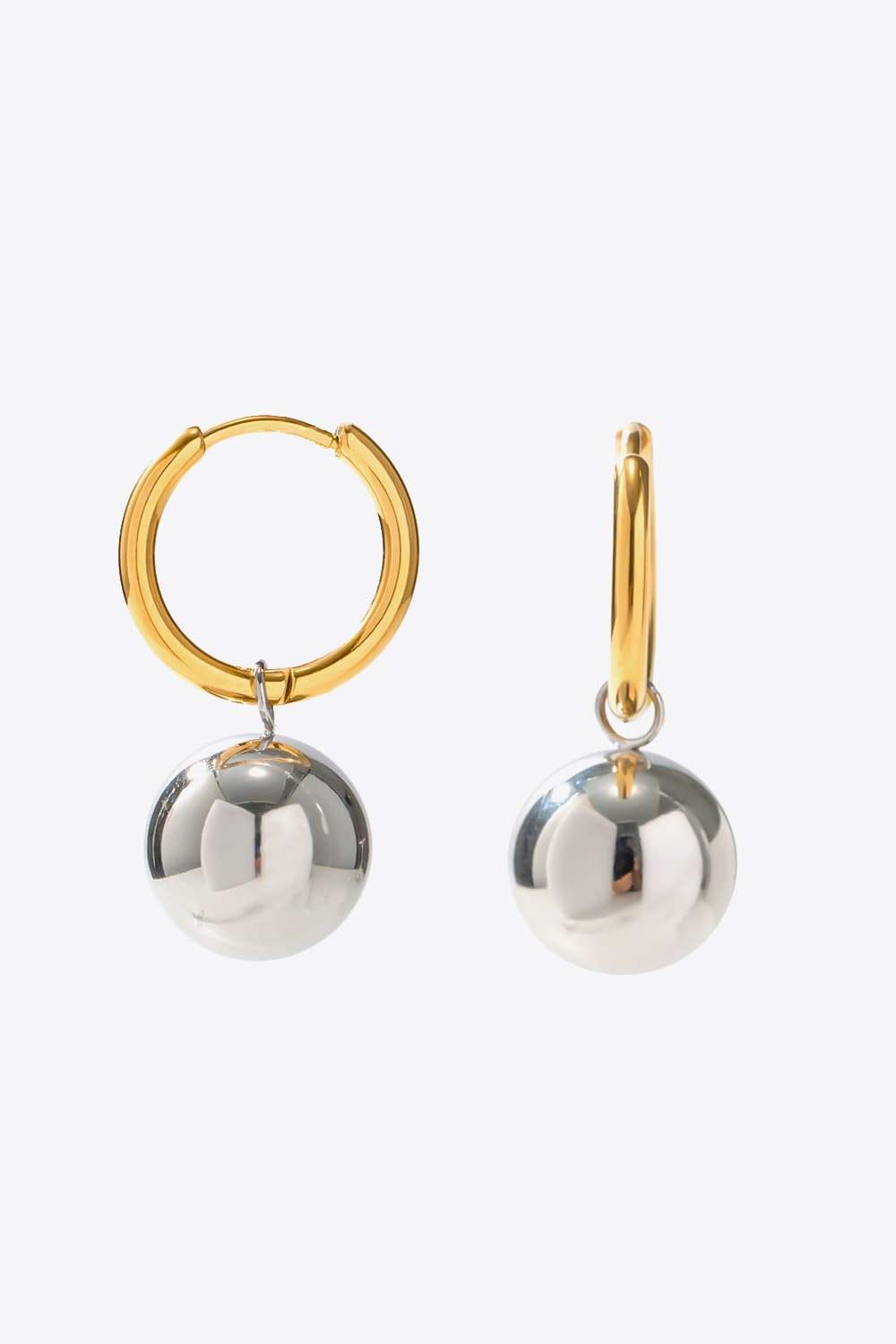 18K Gold-Plated Copper Ball Drop Earrings Gold Silver One Size Earrings - Tophatter Daily Deals