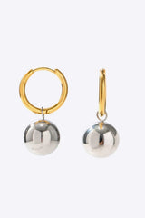 18K Gold-Plated Copper Ball Drop Earrings Gold Silver One Size Earrings - Tophatter Daily Deals