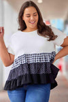 Plus Size Plaid Color Block Tiered Blouse Blouses - Tophatter Daily Deals