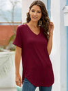 Full Size V-Neck Short Sleeve T-Shirt Women's T-Shirts - Tophatter Daily Deals