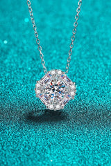 Geometric Moissanite Pendant Chain Necklace Silver One Size Moissanite - Tophatter Daily Deals