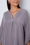 Notched Roll-Tab Sleeve Blouse Blouses - Tophatter Daily Deals