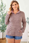 Plus Size Heathered Quarter Zip Pullover Women's T-Shirts - Tophatter Daily Deals