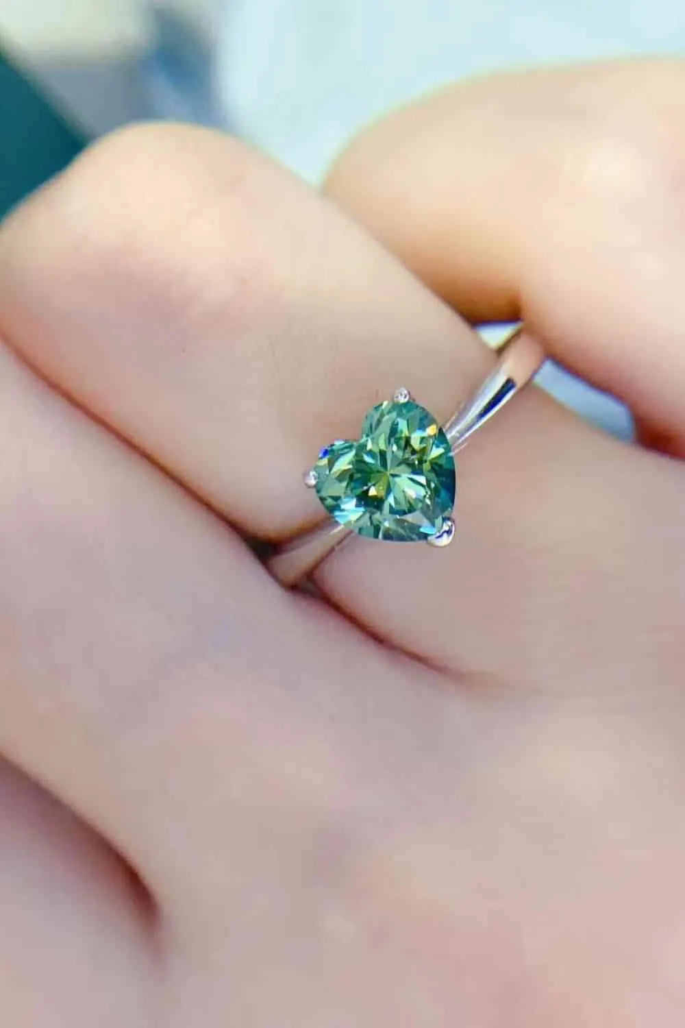 1 Carat Moissanite Heart 925 Sterling Silver Ring Moissanite - Tophatter Daily Deals